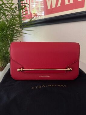 Strathberry East-West Omni Baguette - Like New with Box - Ruby Red